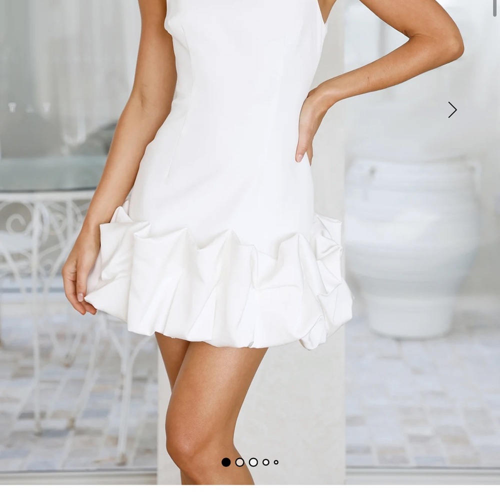 Hello Molly White Ruffle Mini Dress
